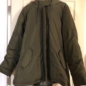 SIZE XL OLD NAVY GREEN JACKET WITH FUR HOOD